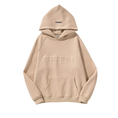 Essentials Embossed Relief Light Brown Hoodie Essentials Embossed Relief Light Brown Hoodie