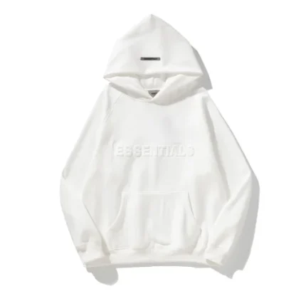 Essentials Embossed Relief White Hoodie