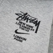 Stussy Bluza Grey World Tour Zip Logo