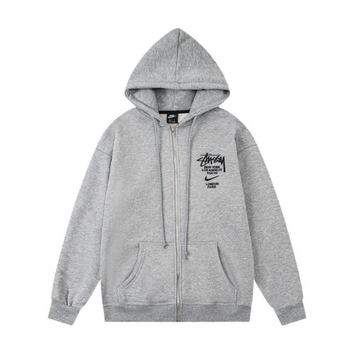 Stussy Bluza Grey World Tour Zip Stussy Bluza Grey World Tour Zip