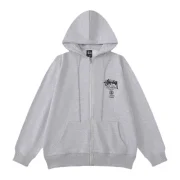 Stussy Bluza World Tour Zip Grey