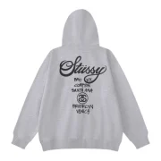 Stussy Bluza World Tour Zip Grey Back