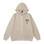 Stussy Bluza World Tour Zip Grey Cream