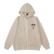 Stussy Bluza World Tour Zip Grey Cream