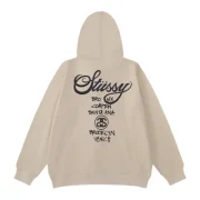 Stussy Bluza World Tour Zip Grey Cream Back