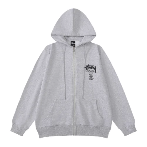 Stussy Bluza World Tour Zip Grey Stussy Bluza World Tour Zip Grey