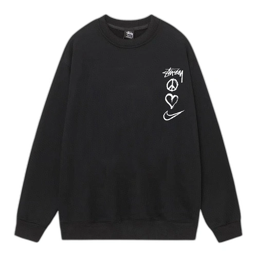 Nike x Stussy Peace Love Sweatshirt Black Front Nike x Stussy Peace Love Sweatshirt Black Front