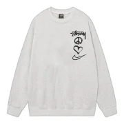 Nike x Stussy Peace Love Sweatshirt Grey Front