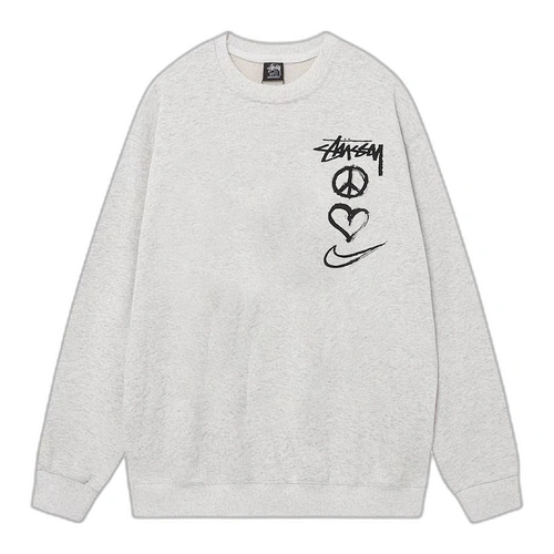 Nike x Stussy Peace Love Sweatshirt Grey Front Nike x Stussy Peace Love Sweatshirt Grey Front