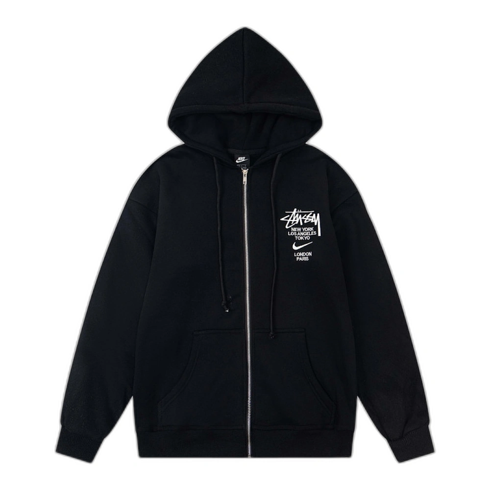 Nike x Stussy Zip Hoodie Black Front Nike x Stussy Zip Hoodie Black Front
