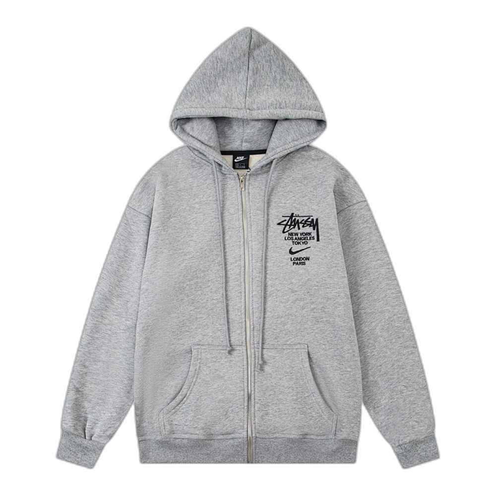 Nike x Stussy Zip Hoodie Grey Front Nike x Stussy Zip Hoodie Grey Front