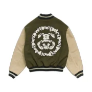 Stussy Denim Tears Varsity Jacket Green Back