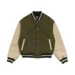 Stussy Denim Tears Varsity Jacket Green Front
