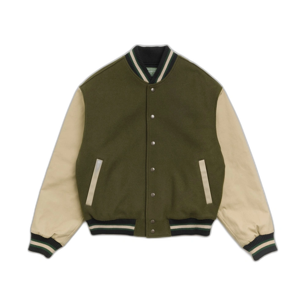 Stussy Denim Tears Varsity Jacket Green Front Stussy Denim Tears Varsity Jacket Green Front