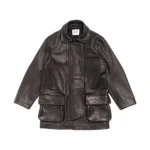 Stussy Our Legacy Leather Fireman Jacket Black Front