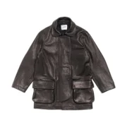 Stussy Our Legacy Leather Fireman Jacket Black Front