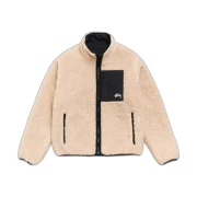 Stussy Sherpa Reversible Jacket Beige Front