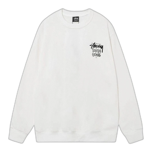 Stussy Tough Gear Sweatshirt White Front Stussy Tough Gear Sweatshirt White Front