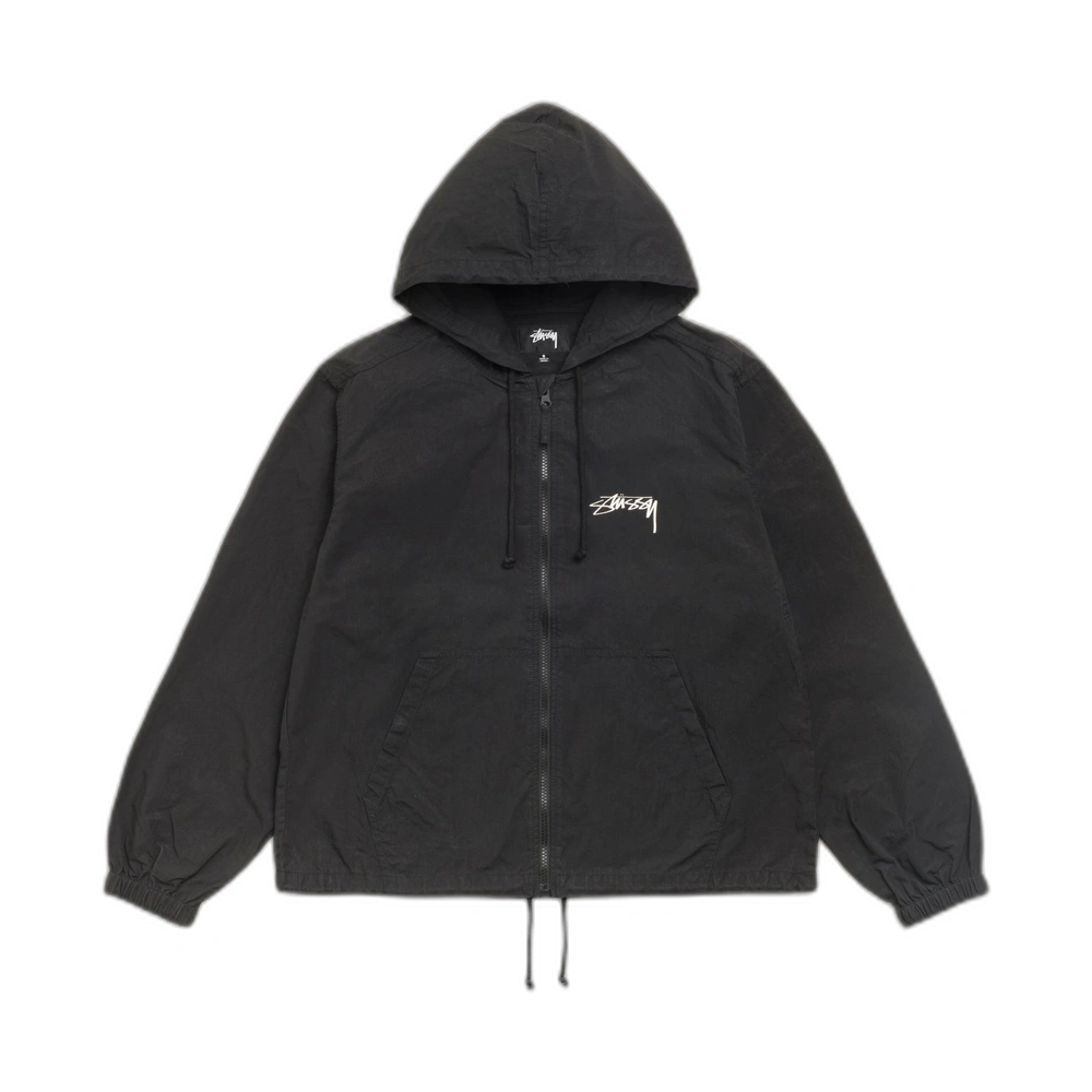 Stussy Waxed Cotton Beach Shell Black Front Stussy Waxed Cotton Beach Shell Black Front