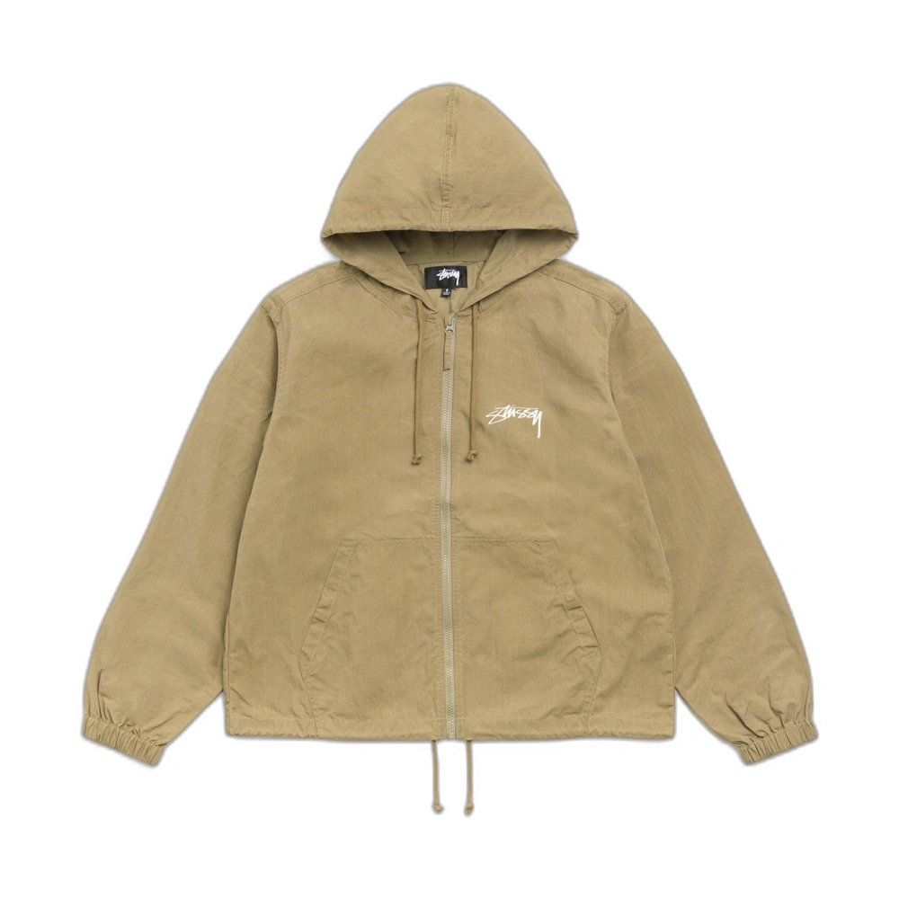 Stussy Waxed Cotton Beach Shell Olive Front Stussy Waxed Cotton Beach Shell Olive Front