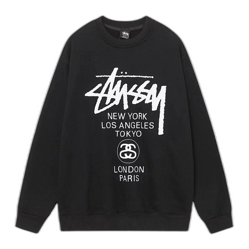 Stussy World Tour Sweatshirt Black Front Stussy World Tour Sweatshirt Black Front