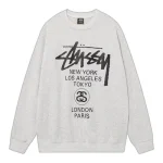 Stussy World Tour Sweatshirt Grey Front