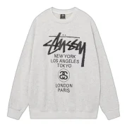 Stussy World Tour Sweatshirt Grey Front