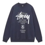 Stussy World Tour Sweatshirt Navy Front