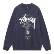 Stussy World Tour Sweatshirt Navy Front