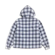 Stussy Zip Hooded Plaid Shirt Blue Back