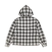 Stussy Zip Hooded Plaid Shirt Charcoal Back